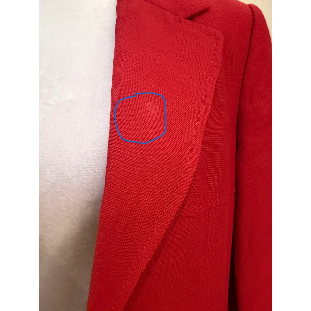 Dana Buchman Blazer Women 8 Red Open Front Textured Notched Lapel Linen Blend - Picture 7 of 12